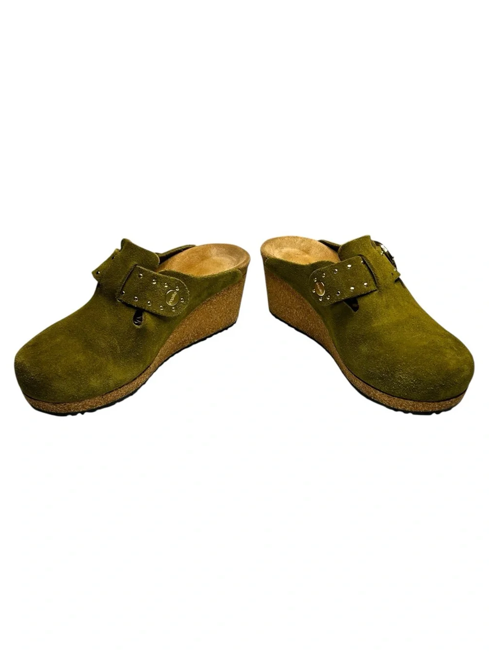 Birkenstock Papillio Fanny Wedge Clogs Thyme Suede EU 37 US 6-6.5 Narrow / Med - Picture 2 of 14